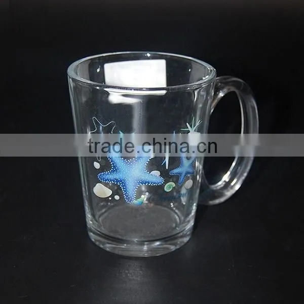 High Quality Flower Printed Glass Tea Mug