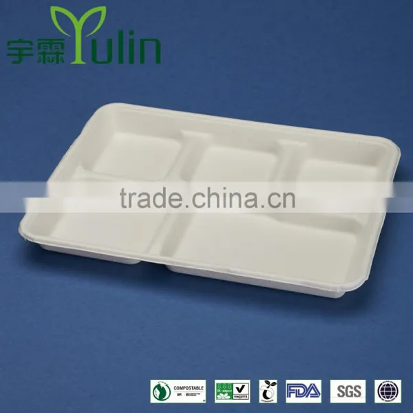 TY-05 10"x8" 5 Compartments Disposable Food Tray
