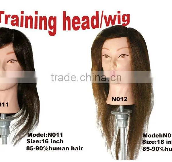 Salon 90% Human Hair Wig Traning Head Wig N011,N012