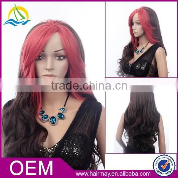 Raw Material 30 Inch Front Lace Long Curly Synthetic Half Wigs