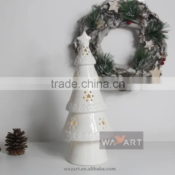 Electric Lighted Ceramic Christmas Tree With Star Carving photo-3