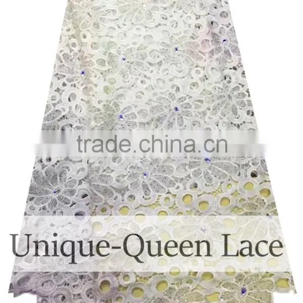 2016 High Quality Nigeria Guipure Lace Fabric With Stone/African Wedding Cotton Guipure Lace Fabric/guipure Fabric With Stone photo-6