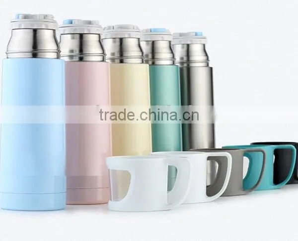 HOT SALE!!!!double Wall Stainless Steel Vacuum Flask With Glass Lid Cup photo-2