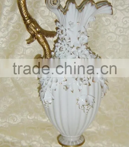 Elegant White Handicraft Ceramic Flower Receptacle With Lady Dancing photo-4