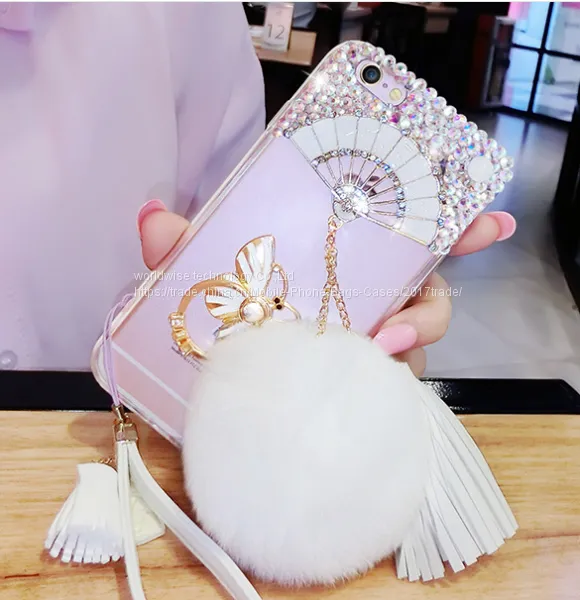 Soft Tpu Diamond Cell Phone Cover Case Silicone Mobile Phone Cases for IPhone7/7Plus/6/6s/6plus/6splus Fluffy Ball Shell photo-5