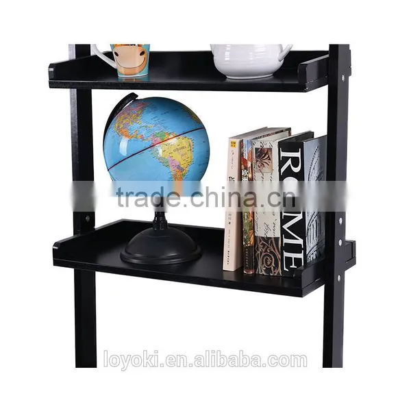 3&5 Tier Wooden Wall Rack Leaning Ladder Shelf Unit Bookcase Display photo-6