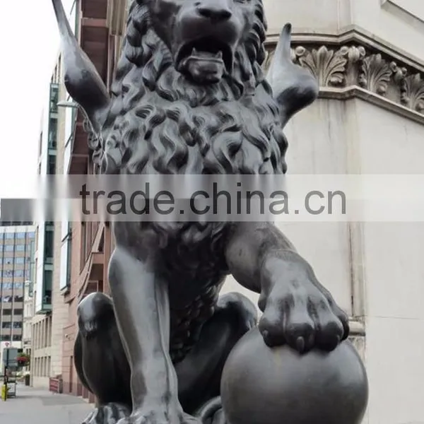 Customed Modern Garden Sculpture Bronze Lion With Wings Statue photo-2