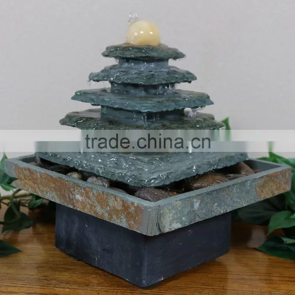 Slate Pyramid Tabletop Water Fountain photo-2
