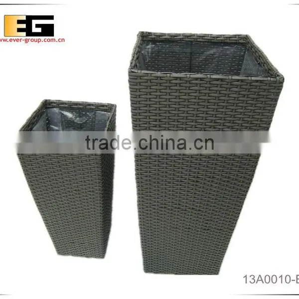 Square PE/Plastic Rattan With Liner Deco Planter photo-3