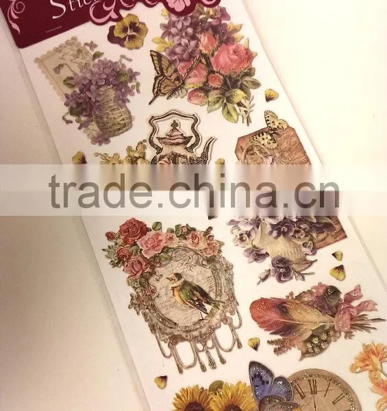 Floral Design Embossed Sticker, Antique Elegance Design Sticker for Decoration, Classic Decorative Shinny Glitter Sticker photo-2