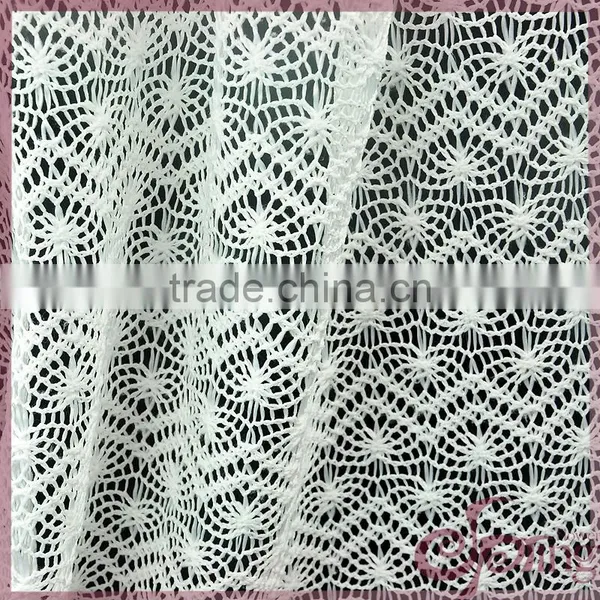 Elegant White Waved Crochet Knitting Fabric, Fashion Crocheted Lace photo-3