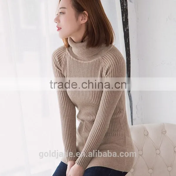 Slim Fit Soft Hand Feel Long Sleeve Knitted Pullover Wool High Neck Sweater for Women photo-5