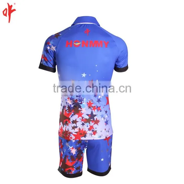 Full Sublimation Uniforms,Rugby t Shirt,Plain Sky Blue Stars Shorts photo-4