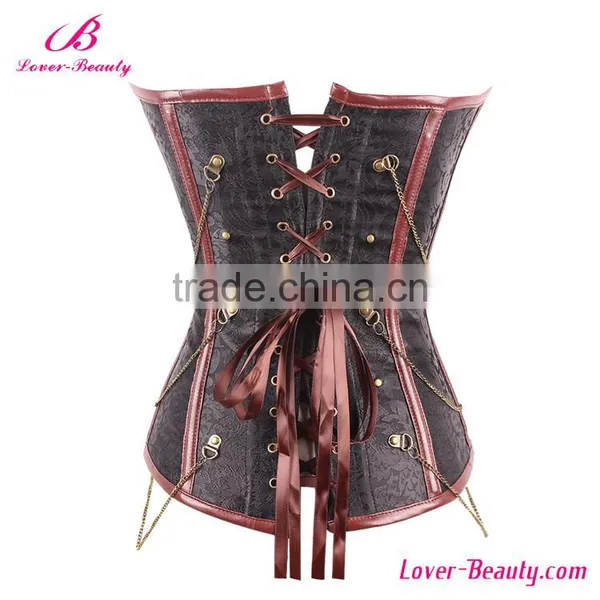 Cheap Brown Buckle up Women Steampunk Witch Corset photo-3