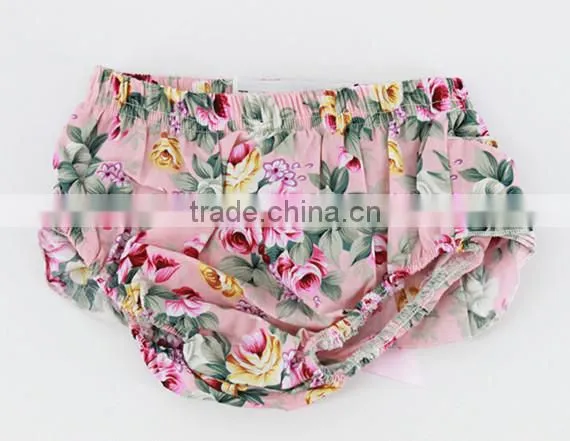Wholesale Ruffle Diaper Covers Baby Cotton Bloomers Pink Ruffle Print Floral Bloomers photo-2