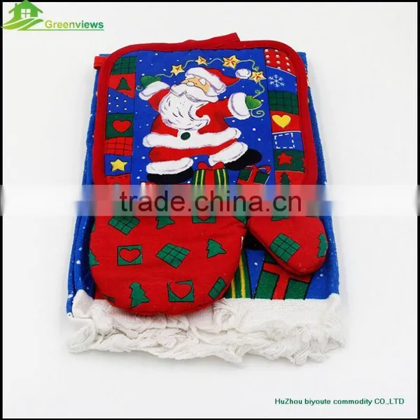Cheap Potholder Oven Mitt Hotel Hand Towel Kitchen Textile Hot Selling Apron Oven Glove Kitchen Towel Set photo-5