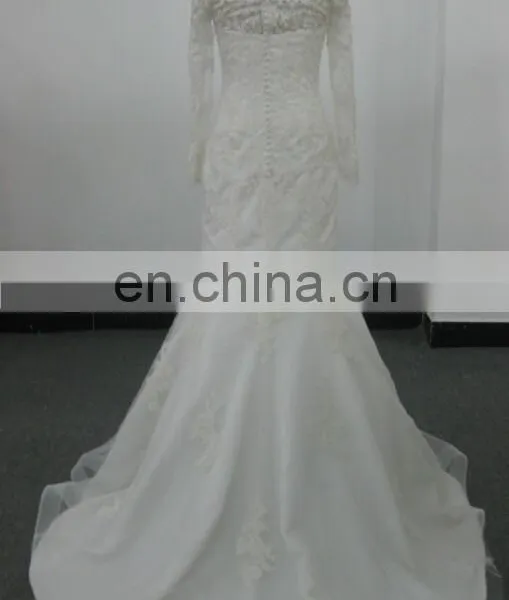 EBX-10 Long Sleeve off Shoulder Lace Wedding Dress photo-2