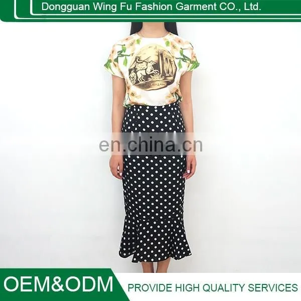 Retro Fashion Sexy Package Hip Fishtail Wave Point Tall Waist Falbala Skirt