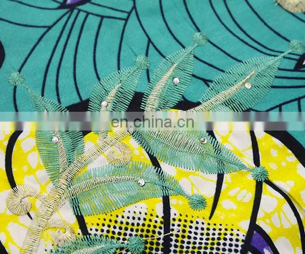 Nigeria New Fashionable Fabric Print Wax Mix Guipure Lace Fabric photo-4