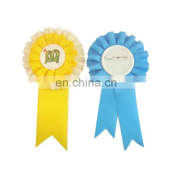 Custom Handmade Satin Rosette Award Ribbon With Safety Pin photo-2