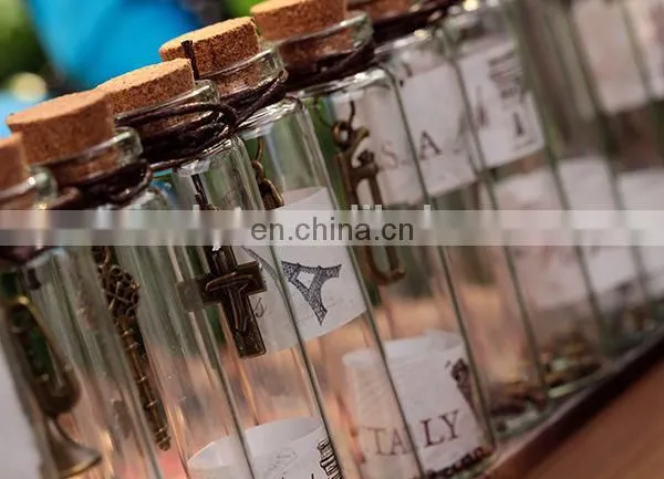 Antique Metal Pendant Charms Wishing Bottle Cork Creative Mini Glass Bottle With Charms photo-2