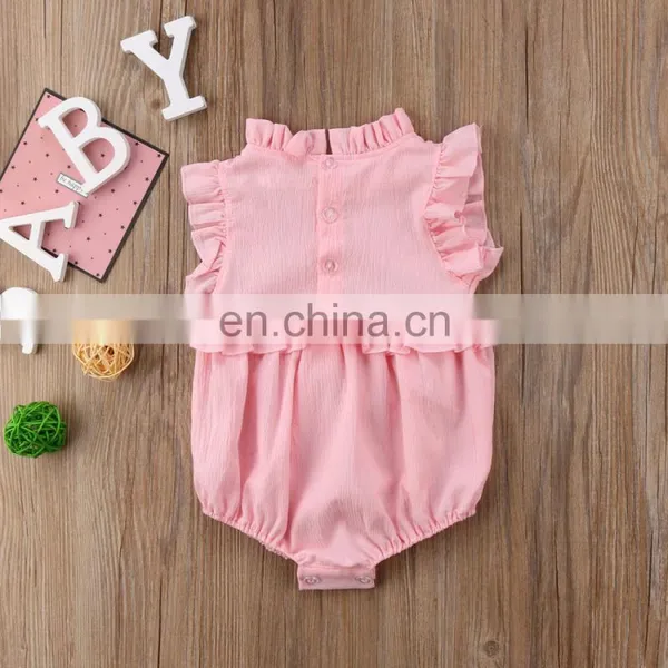2018 Baby Summer Walk Rompers Baby Girl Lace Flower Jumpsuit photo-2