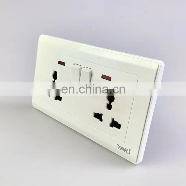 Yaki High Quality UK Standard White Double Socket Senior Copper Electrical Accessories Power Indicator Wall Socket photo-5