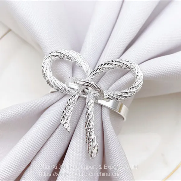 Factory Wholesale Hotel Western Restaurant Gold Western Style Butterfly Bow Tie Metal Napkin Ring photo-4