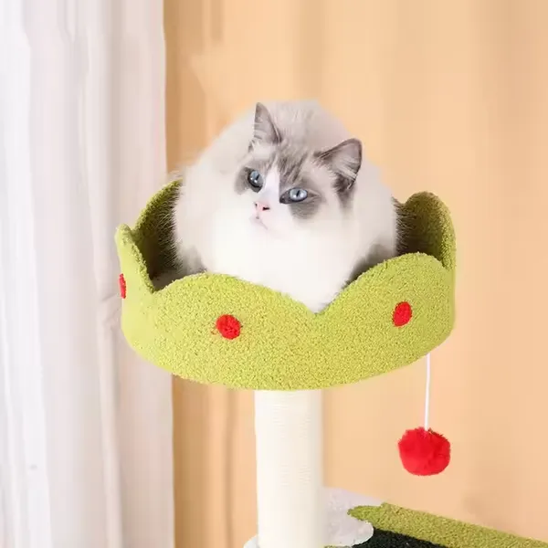 Hot Seller Ice Cream Style Pet Interactive Toys Cat Climbing Frame 3 Layers Sisal Cat Scratcher Tree Tower House Resting photo-2