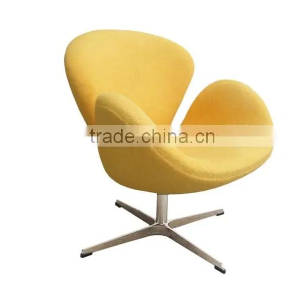 Fiberglass Modern Restaurant Swan Chair Yellow