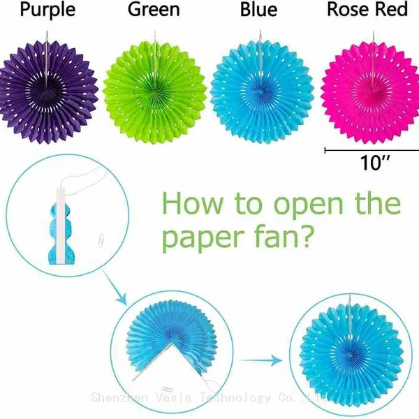 Mexican Fiesta Party Decorations Colorful Paper Fan Flower Ball Set for Birthday Cinco De Mayo With Paper Fan photo-5