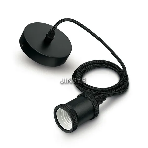 Customise Matt Black E26 E27 CE VDE SAA UL Aluminum Lamp Socket Pendant Lampholder Lamp Cord Kits