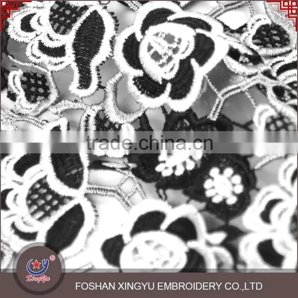 2016 Apparel Garment Accessories Black and White Cotton Crochet Indian Schiffli Embroidery Lace Fabric photo-3