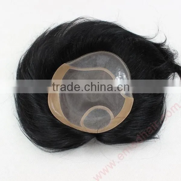 Natural Looking 100% Human Hair Mesh Men's Toupee photo-2