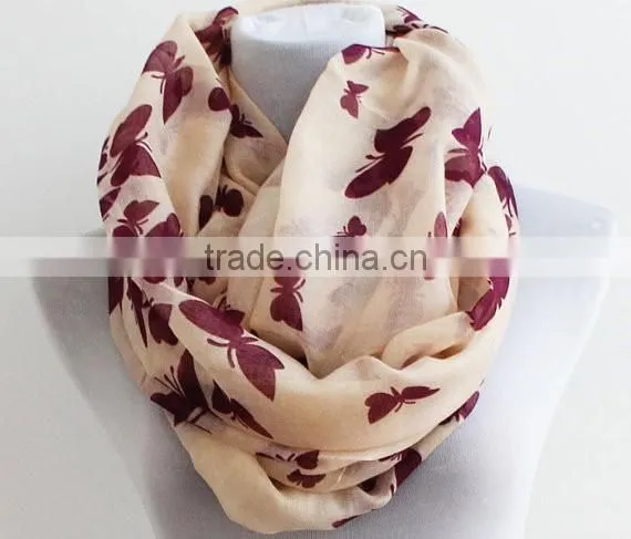 Wholesale Hot Hit New Pattern Butterfly Printing Polyester Cotton Infinity Scarf photo-4