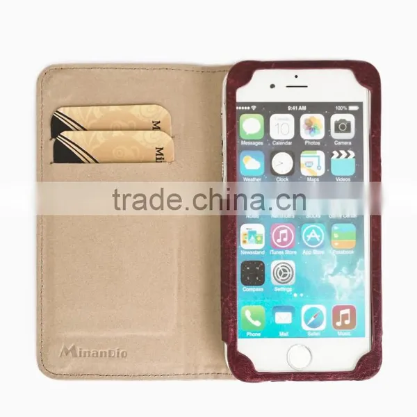 Fading&Weave Genuine Leather Cell Phone/Mobile Phone Case/Booklet for IPhone 6/6s for Lady/Women photo-3