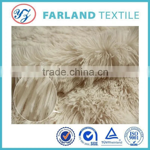 Long Pile Fur Fabrics , Soft Felt Ball Rug Fabric photo-2