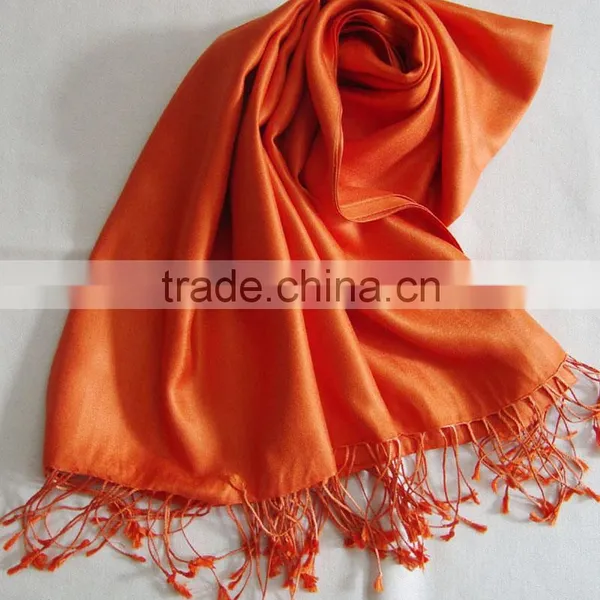 Satin Weave Pure Silk Shawl and Scarf in Wide Range of Colors... photo-3