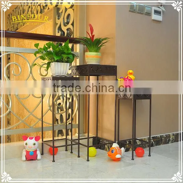 Antique 3 Set Iron Heart Shape Square Plant Stand photo-5