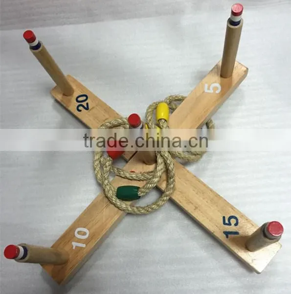 2016 New 5 Rope Quoits Wooden Ring Toss Game Colorful Toss Garden Game Hot Selling