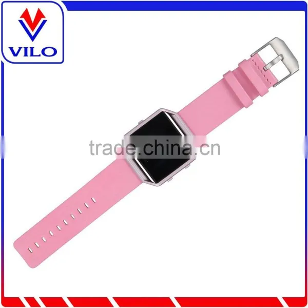 Luxury Genuine Leather Wrist Strap Watch Band For Fitbit Blaze Smart Watch+Metal Frame photo-4
