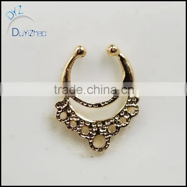 Fashion Fake Septum Clicker Plated Gold Nose Rings Fine Jewelry Quality Choice photo-3