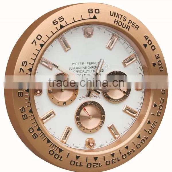Home Large Diamonds Rose Gold Metal Decorative Shape Wall Mounted Clock photo-3