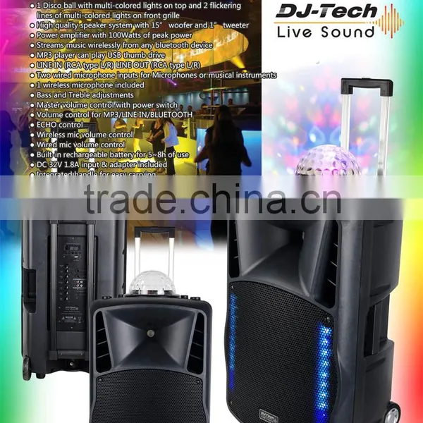 2016 High Quality Trolley Speaker Big Power Outdoor Loud Portable With USB/SD/FM/wireless Mic High Power Speakers photo-4