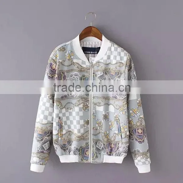 Cheap China Wholesale Clothing Floral Print Baseball Coat photo-2