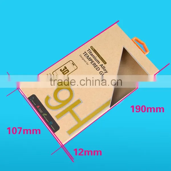 2016 Customized Brown Kraft Paper Box for Tempered Screen Protector With Silver Stamping and Plastic Hanger photo-2