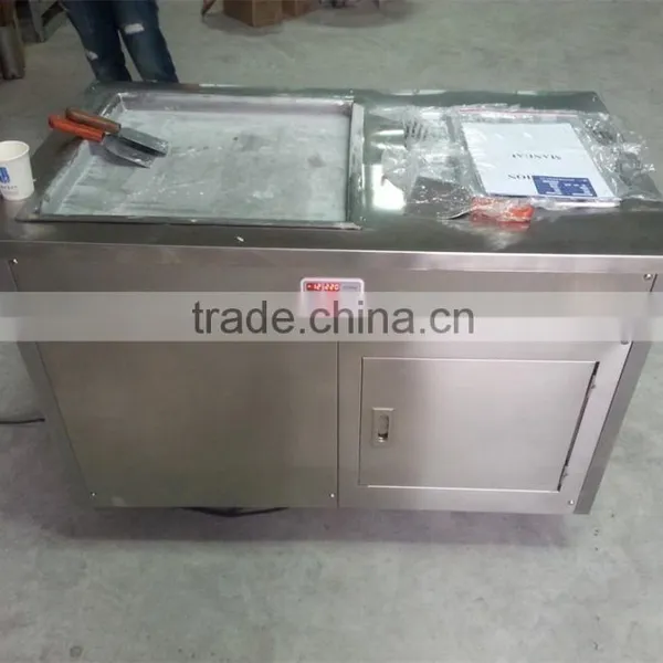 Round Pan Fried Ice Cream Making Machine With 6 Pre-cooling Topping Tanks photo-2