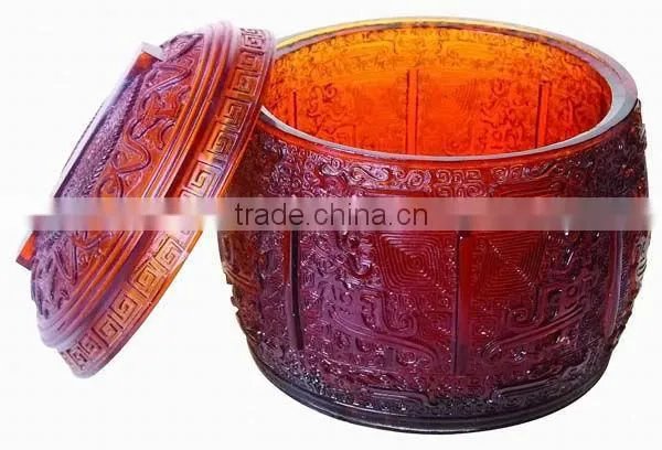 Pate de verre art glass crystal ash urn
