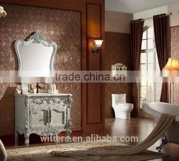 White Color Solid Wooden Bathroom Basin Mirrored Cabinets WTS1612 photo-4