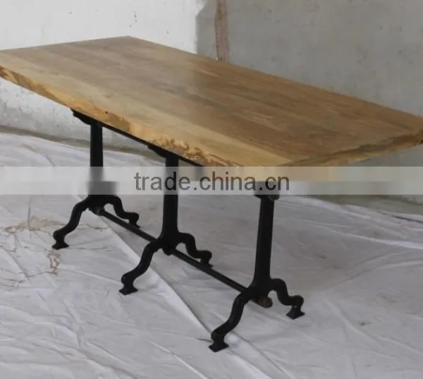 Industrial Iron Wood Dining Table photo-2